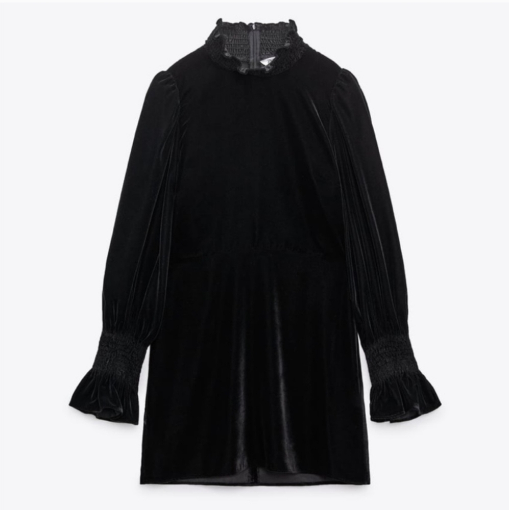 Zara Long Sleeve Velvet Mini Dress - Picture 7 of 11